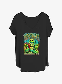 Disney The Nightmare Before Christmas Jack and Sally Bright Graffiti Girls T-Shirt Plus Size
