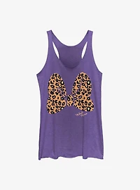 Disney Minnie Mouse Animal Print Bow Womens Tank Top