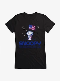 Peanuts Snoopy On The Moon Girls T-Shirt