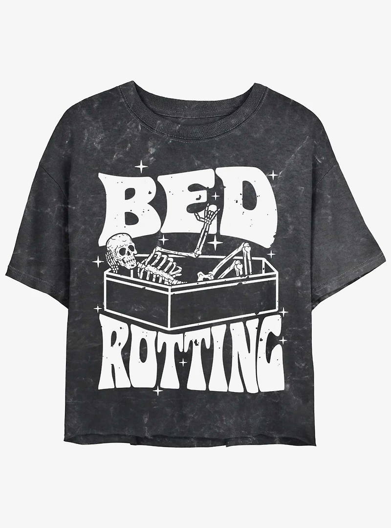 Skeletal Bed Mineral Wash Girls Crop T-Shirt