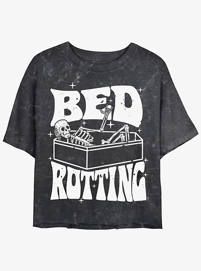 Skeletal Bed Mineral Wash Girls Crop T-Shirt