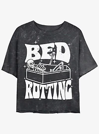 Skeletal Bed Mineral Wash Girls Crop T-Shirt