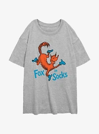 Dr. Seuss Fox In Socks Girls Oversized T-Shirt