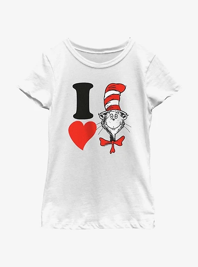Dr. Seuss I Heart Hat Cat Youth Girls T-Shirt