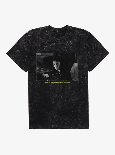 Beetlejuice Lydia I Myself Am Strange And Unusual Mineral Wash T-Shirt