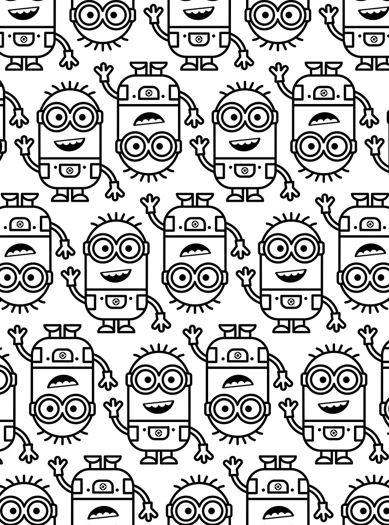 Minions Line Art Black Peel & Stick Wallpaper