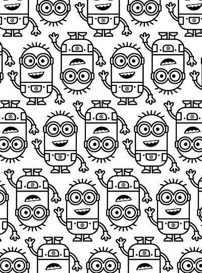Minions Line Art Black Peel & Stick Wallpaper