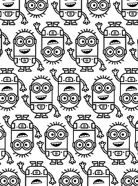 Minions Line Art Black Peel & Stick Wallpaper