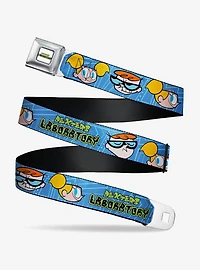 Dexter's Laboratory Title Logo With Dexter And Dee Dee Youth Seatbelt Belt