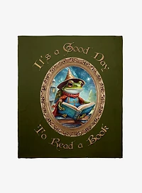 It's A Good Day To Read A Book Frog Throw Blanket