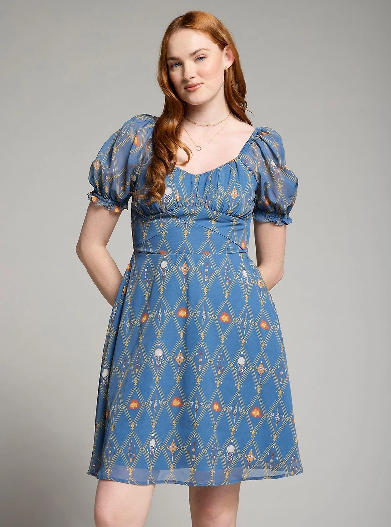 Studio Ghibli Howl's Moving Castle Diamond Icons Allover Print Smock Dress - BoxLunch Exclusive