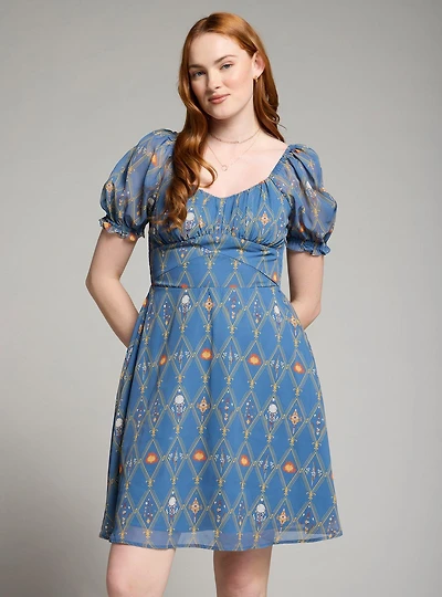 Studio Ghibli Howl's Moving Castle Diamond Icons Allover Print Smock Dress - BoxLunch Exclusive
