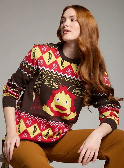 Our Universe Studio Ghibli Howl's Moving Castle Calcifer Holiday Sweater - BoxLunch Exclusive