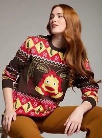 Our Universe Studio Ghibli Howl's Moving Castle Calcifer Holiday Sweater - BoxLunch Exclusive