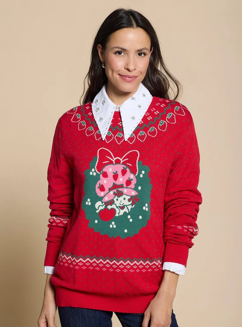 Strawberry Shortcake Wreath Portrait Holiday Sweater - BoxLunch Exclusive