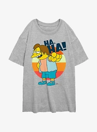 The Simpsons Nelson Ha Womens Oversized T-Shirt