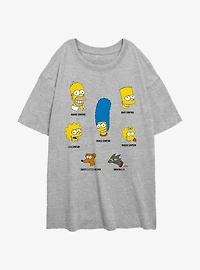 The Simpsons Family Faces Womens Oversized T-Shirt