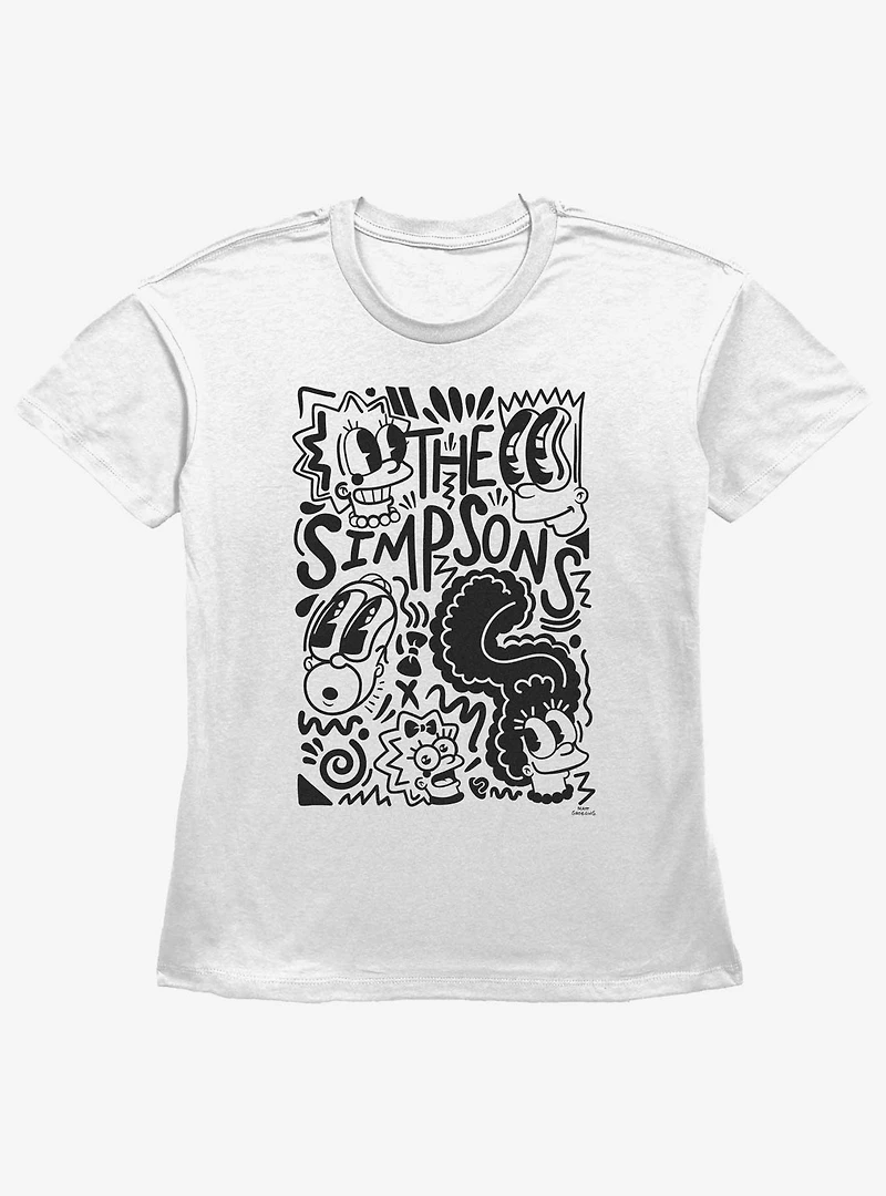 The Simpsons Pop Art Family Womens Straight Fit T-Shirt