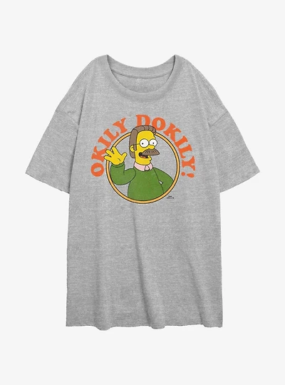 The Simpsons Okily Dokily Ned Flanders Womens Oversized T-Shirt