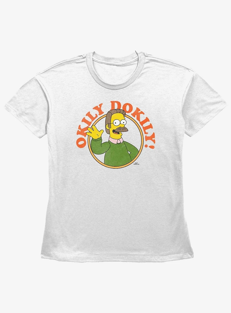 The Simpsons Okily Dokily Ned Flanders Womens Straight Fit T-Shirt