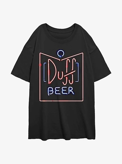 The Simpsons Duff Beer Sign Womens Oversized T-Shirt