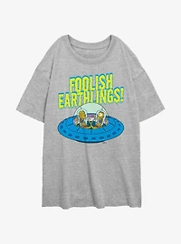 The Simpsons Foolish Earthlings Womens Oversized T-Shirt