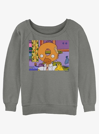 The Simpsons Donut Head Homer Womens Slouchy Sweatshirt