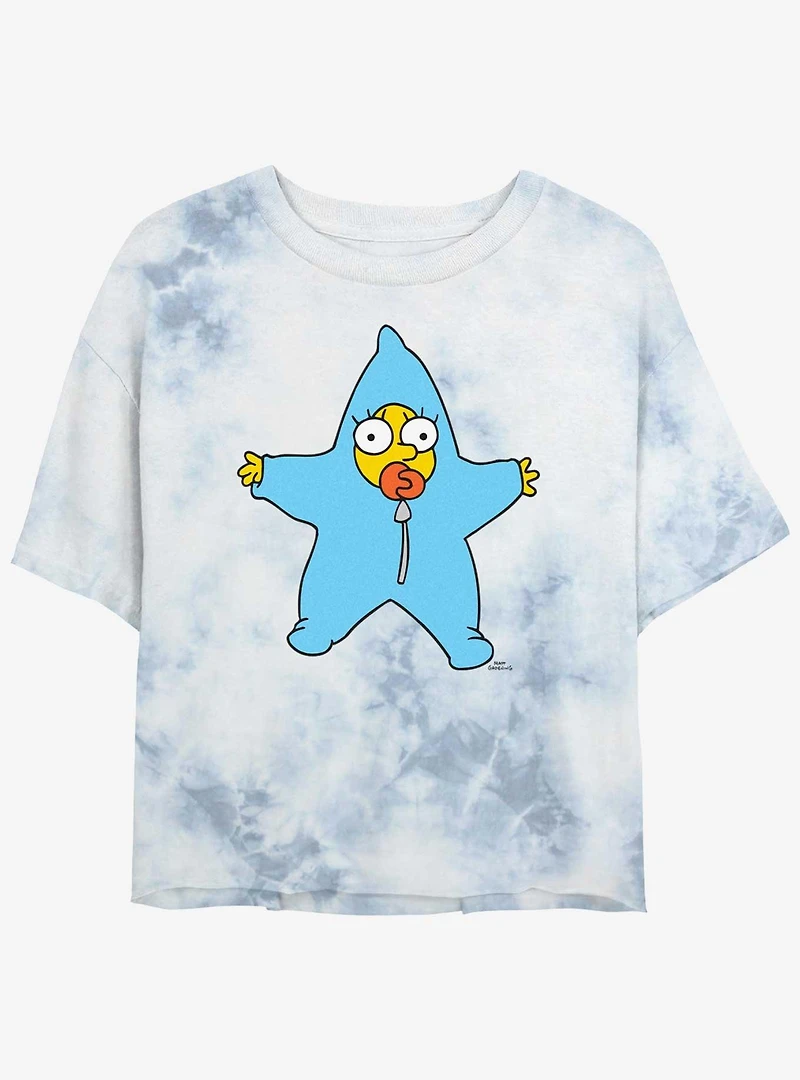 The Simpsons Maggie Star Snow Suit Tie-Dye Womens Crop T-Shirt