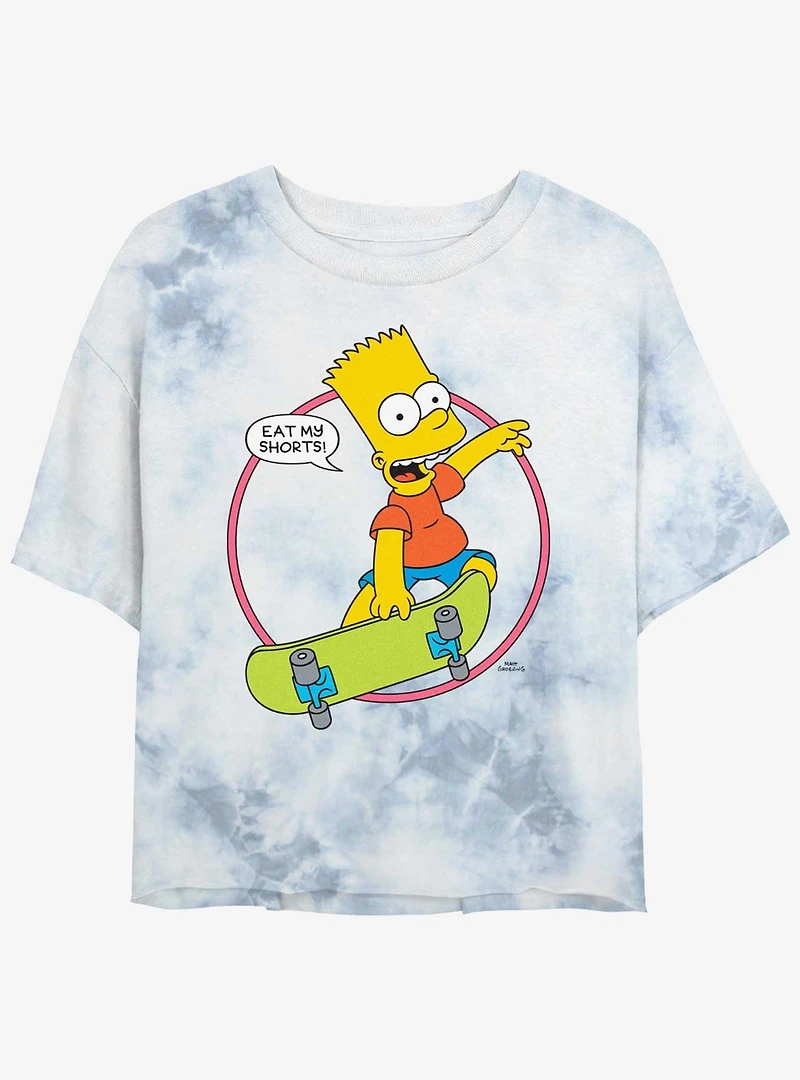 The Simpsons Bart Eat My Shorts Tie-Dye Womens Crop T-Shirt