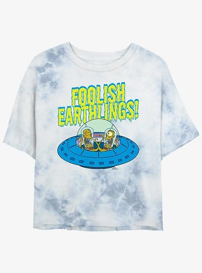The Simpsons Foolish Earthlings Tie-Dye Womens Crop T-Shirt