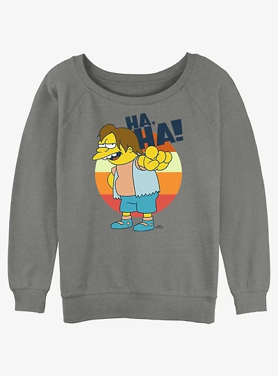 The Simpsons Nelson Ha Womens Slouchy Sweatshirt