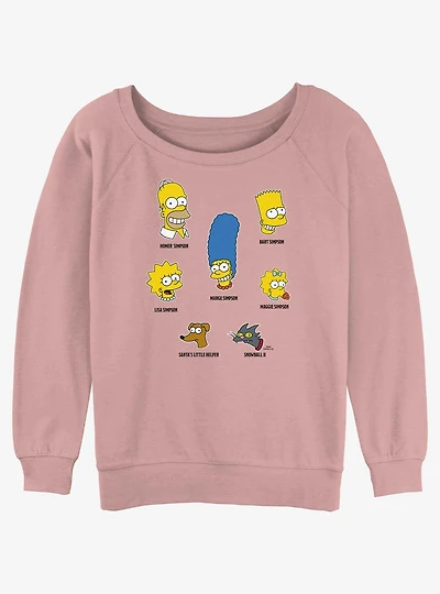 The Simpsons Family Faces Womens Slouchy Sweatshirt