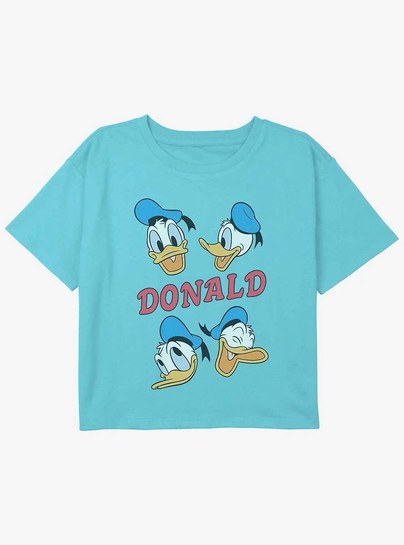 Disney Donald Duck Four Donalds Youth Girls Boxy Crop T-Shirt