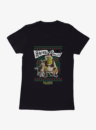 Shrek The Halls! Group Ugly Christmas Sweater Womens T-Shirt