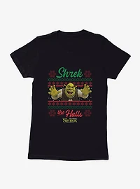 Shrek The Halls Ugly Christmas Sweater Womens T-Shirt