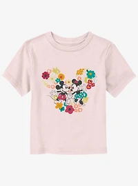 Disney Mickey and Minnie Mouse Floral Outline Toddler T-Shirt