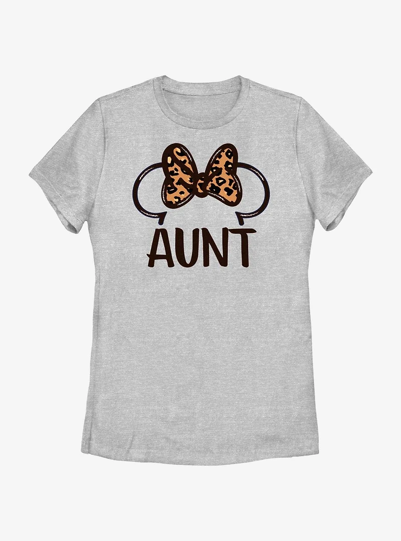 Disney Minnie Mouse Aunt Leopard Fill Bow Womens T-Shirt