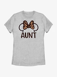 Disney Minnie Mouse Aunt Leopard Fill Bow Womens T-Shirt