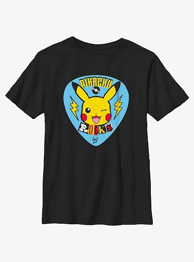 Pokemon Pikachu Rocks Guitar Pick Youth T-Shirt