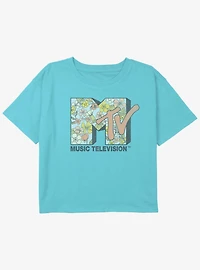 MTV Floral Logo Youth Girls Boxy Crop T-Shirt