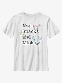 Disney Mickey Mouse Naps Snacks And Youth T-Shirt