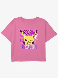 Pokemon Pikachu Wink Doodles Youth Girls Boxy Crop T-Shirt