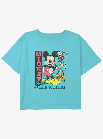 Disney Mickey Mouse & Friends Vintage Shapes Youth Girls Boxy Crop T-Shirt