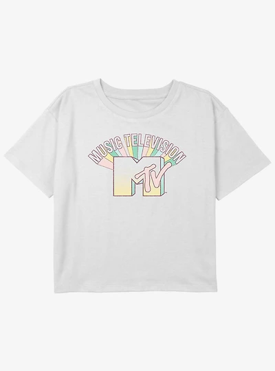 MTV Pastel Logo Youth Girls Boxy Crop T-Shirt