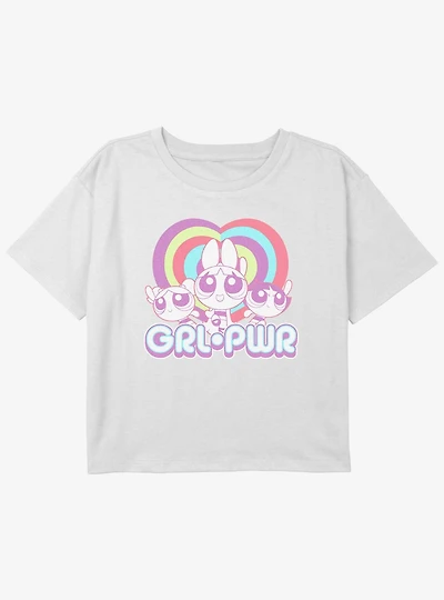 The Powerpuff Girls Pastel Grl Pwr Youth Boxy Crop T-Shirt