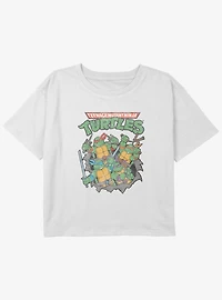 Teenage Mutant Ninja Turtles Turtle Group Youth Girls Boxy Crop T-Shirt