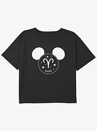 Disney Mickey mouse Aries Youth Girls Boxy Crop T-Shirt