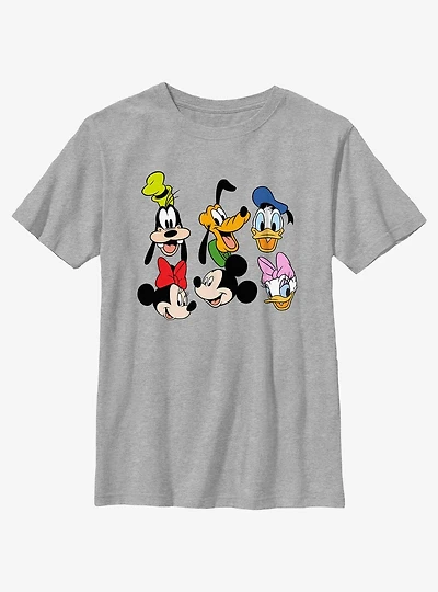 Disney Mickey Mouse Friend Group Head Icons Youth T-Shirt