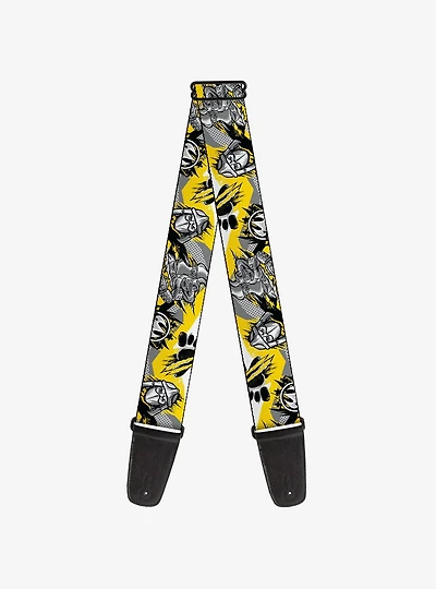 Teenage Mutant Ninja Turtles Shredder Pose and Icons Guitar Strap