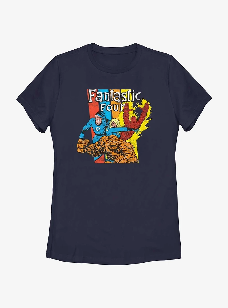 Marvel Fantastic Four 4 Stripes Womens T-Shirt